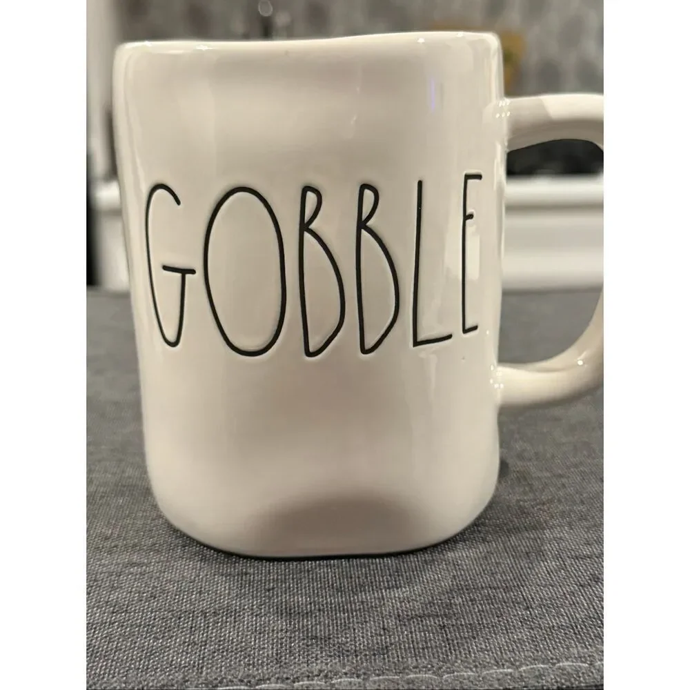 Rae Dunn Gobble Mug Orange Inside